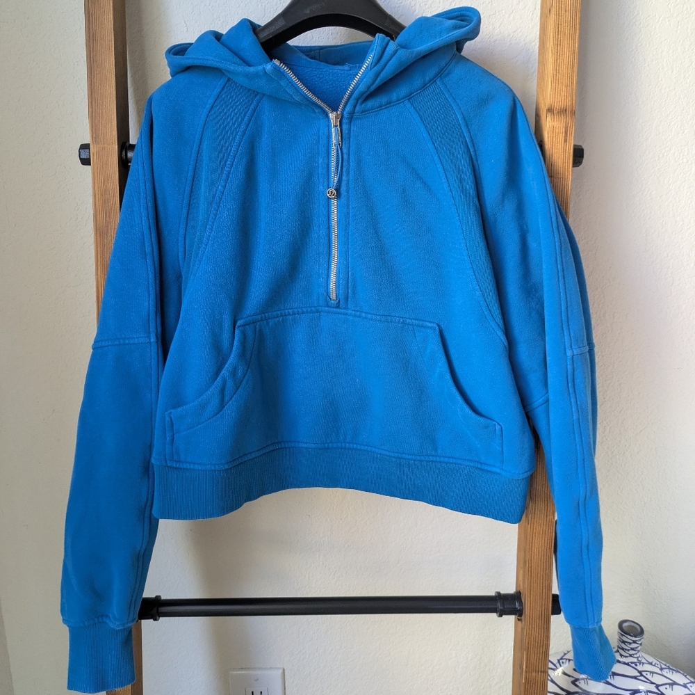 lululemon athletica Women's Scuba Oversized Half Zip Blue Hoodie
